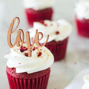 Love cupcake toppers, wedding cupcake topper, wooden cupcalke picks, rustic love cupcake decoration, bridal party, engagement decor, 12 pc