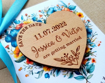 Save the date - wedding save the date magnet - wooden heart save the dates - rustic heart magnets - custom wedding announcement magnets