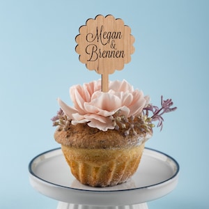 Cupcake toppers set, cupcake picks, personalized wooden cupcake toppers, wedding cupcake decoration with names or text of your choice