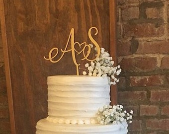 Cake topper for wedding, personalized cake topper, initial letters cake topper, heart cake topper, wedding cake topper, gold, silver topper