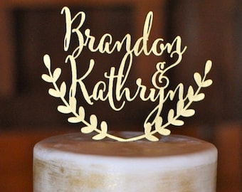 Personalized wedding cake topper, custom cake topper, rustic wedding cake topper, names cake topper