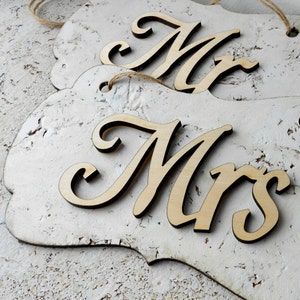 Mr and Mrs Sign, Wedding Chair Signs, Mr and Mrs Wedding Signs Set, Mr & Mrs Signs, Rustic Wedding Decor, Cork and Wood Signs