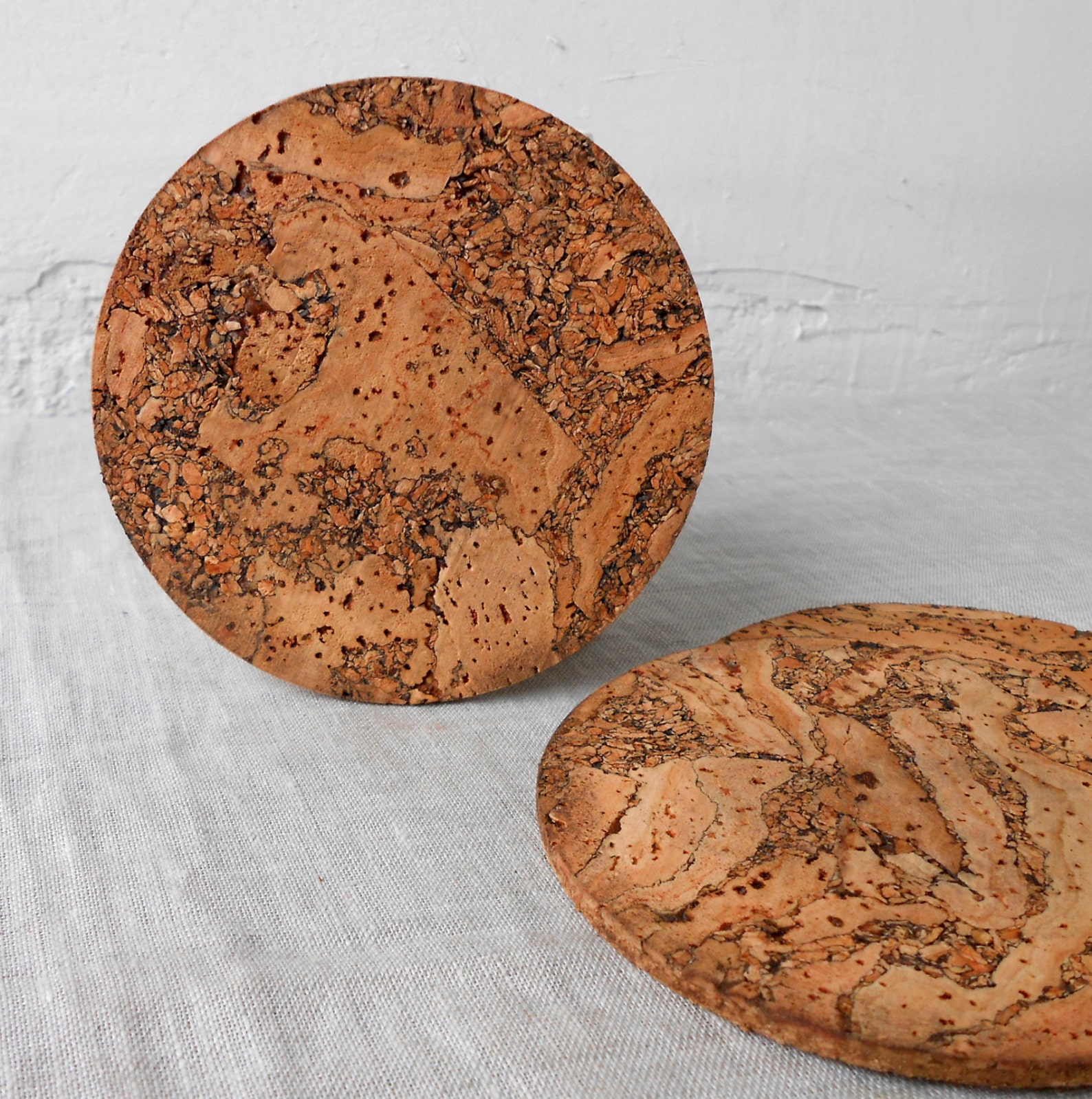 Wooden Cork Coasters Rustic Wooden Coasters Round Trivets Etsy