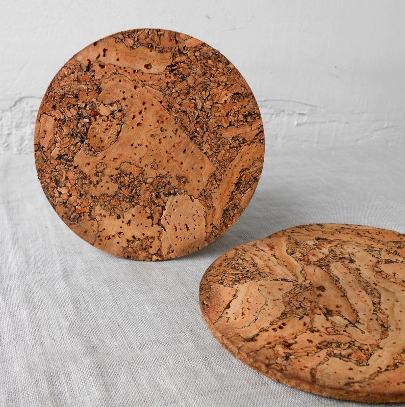 Wooden Cork Coasters Rustic Wooden Coasters Round Trivets Etsy