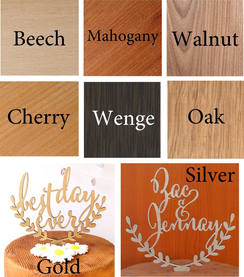 Names cake topper, wedding cake topper, rustic cake topper,, cake topper, wooden cake topper, YOUR choice of wood image 5