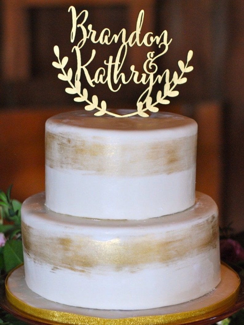 Personalized wedding cake topper, custom cake topper, rustic wedding cake topper, names cake topper image 2