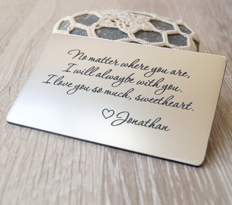 Personalized wallet insert card, custom laser engraved wallet card, engraved wallet insert with your custom message, anniversary, men's gift image 3