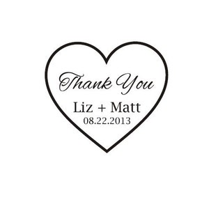 Thank You Rubber Stamp - Custom Heart Shaped Rubber Stamp for DIY - Wedding Favor Tags and Thank You Notes Stamp - Personalized - 1,8&quot; x 2&quot;