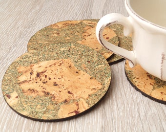 Cork coasters, rustic coasters, drink coasters, round trivets, natural cork, eco friendly, wedding gift, set of 4