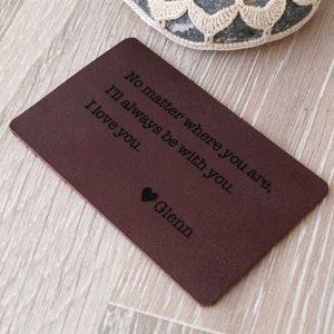 Carta di inserimento del portafoglio, Carta di inserimento del portafoglio in pelle personalizzata, Carta del portafoglio personalizzata, Regalo del 3 ° anniversario in pelle, Regalo dell'uomo
