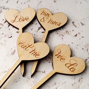 Wedding cupcake toppers, rustic wooden cupcake toppers, cupcake picks, rustic woodland wedding diy, set of 12