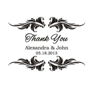 Personalized Wedding Stamp, Custom Rubber Stamp for DIY, Wedding Favor Tags and Thank You Notes Stamp - Personalized - 2,5&quot; x 1,75&quot;