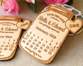 Save the date magnets, wedding save the dates, wedding announcement magnets, calendar save the dates, wooden magnets, wedding magnets, 10 pc
