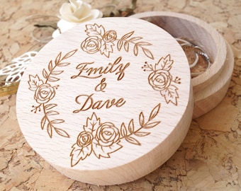Wedding ring box, personalized wooden ring box, wedding ring box, ring bearer box, rings holder, rustic ring box, custom engraved ring box