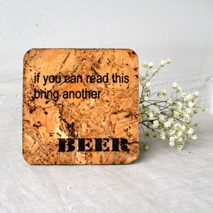 Wooden Cork Coasters - Beer Coasters - Rustic Wooden Coasters Set of 4 - The BEER Coasters