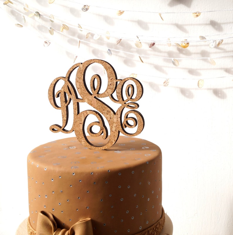 Rustic Monogram Cake Topper, Wedding Cake Topper, Personalize Custom ...