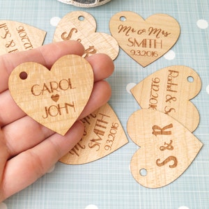 Wedding favor tags, personalized favor tags, custom engraved wooden veneer favor tags, thank you tags, gift tags, wedding favors
