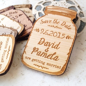 Mason jar magnets, save the date magnet, rustic save the date, save the dates, save the date magnets, wooden save the date magnet image 1