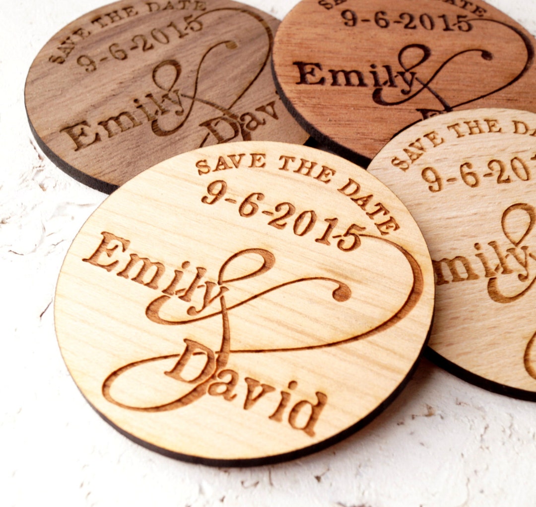 Wooden Save the Date Magnets, Rustic Wedding Save the Dates, Custom ...