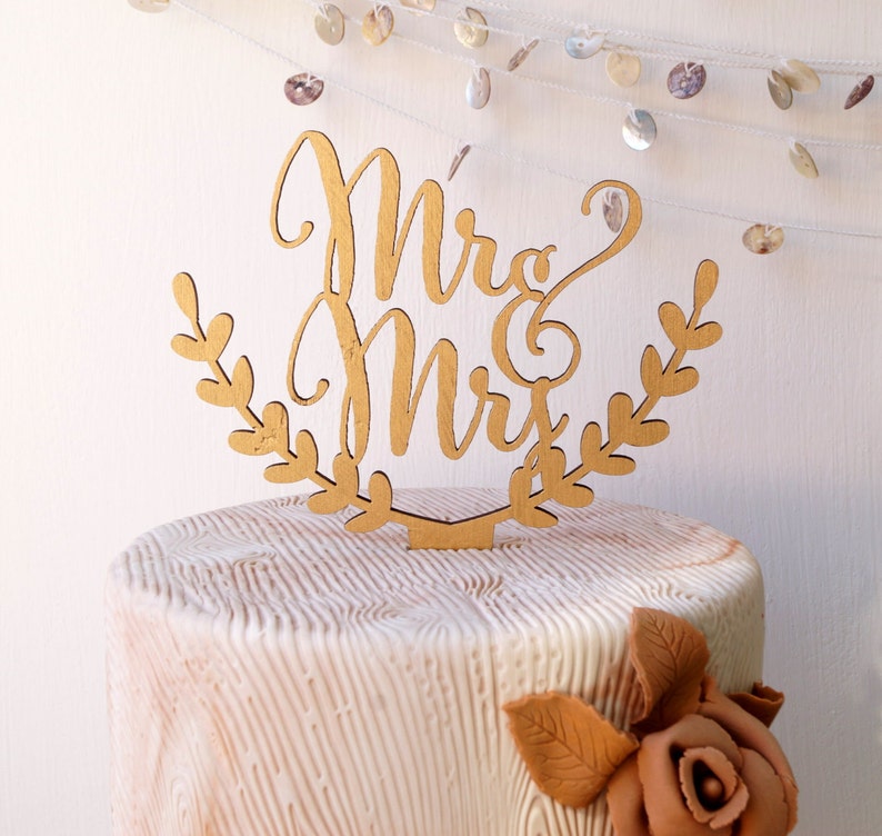Wedding cake topper, Mr & Mrs cake topper, rustic cake topper, wooden cak topper, your wood choice image 1