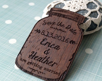 Mason jar magnets, save the date magnet, rustic save the date, save the dates, save the date magnets, wooden save the date magnet