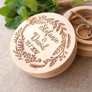 Personalized ring box, wooden ring box, wedding ring box, ring bearer box, wedding rings holder, rustic ring box, custom engraved ring box image 3