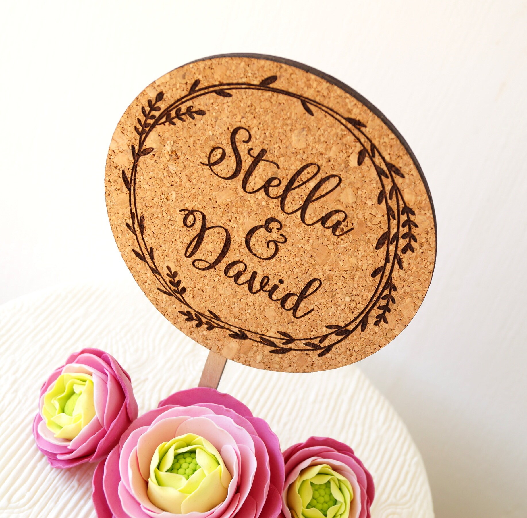 Wedding Cake Topper Rustic Cake Topper Cork Cake Topper Etsy