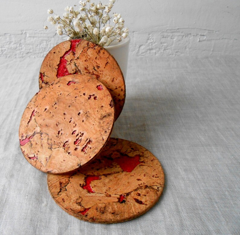 Rustic cork coasters round cork trivets wedding or Etsy