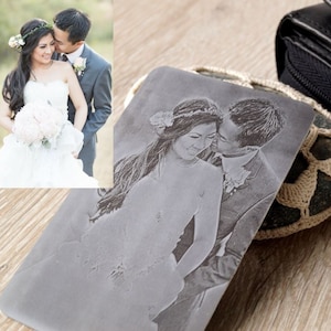 Personalized wallet insert card, real photo engraved wallet card, custom card, your picture engraved on one side and message on the back
