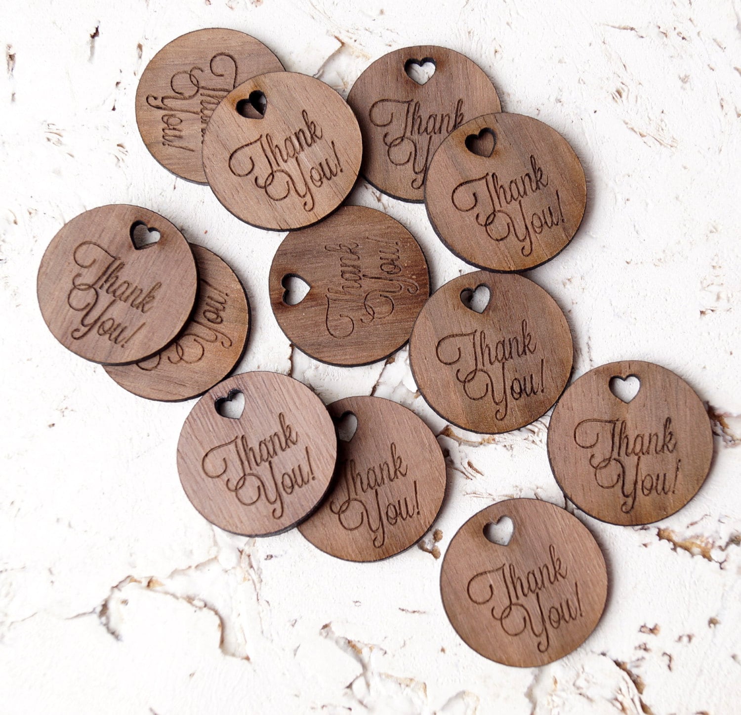 Summer-Ray 50 mini etichette in legno incise al laser per bomboniere, regalo di ringraziamento per la condivisione del nostro giorno speciale (bianco