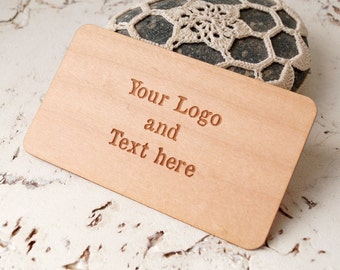 Veneer business cards, laser engraved wooden veneer business cards, custom logo and text business cards, maple wood