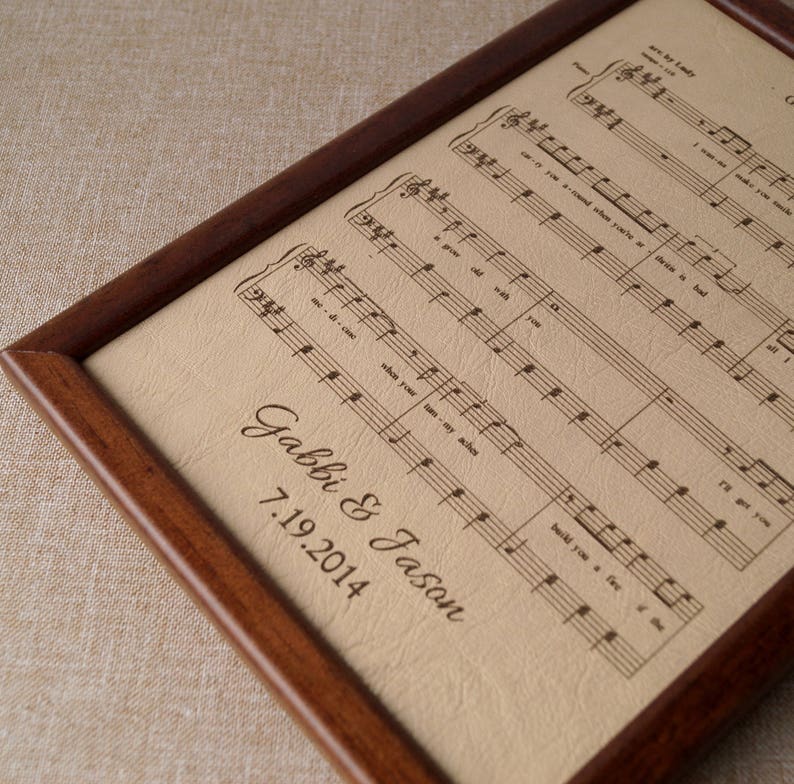 Real leather engraving music notes sheet engraved on genuine Etsy