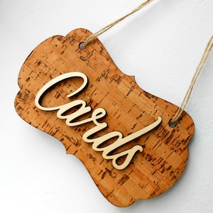Rustic Wedding Cards Sign, Wedding Reception Cards Sign, Cork and Wood Wedding Sign for Cards Table, Vineyard, Woodland Wedding Decor