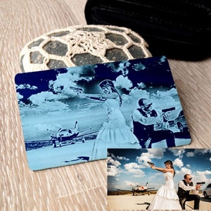 Real picture wallet insert card, engraved wallet card, custom wallet insert, your picture engraved on one side and message on the back