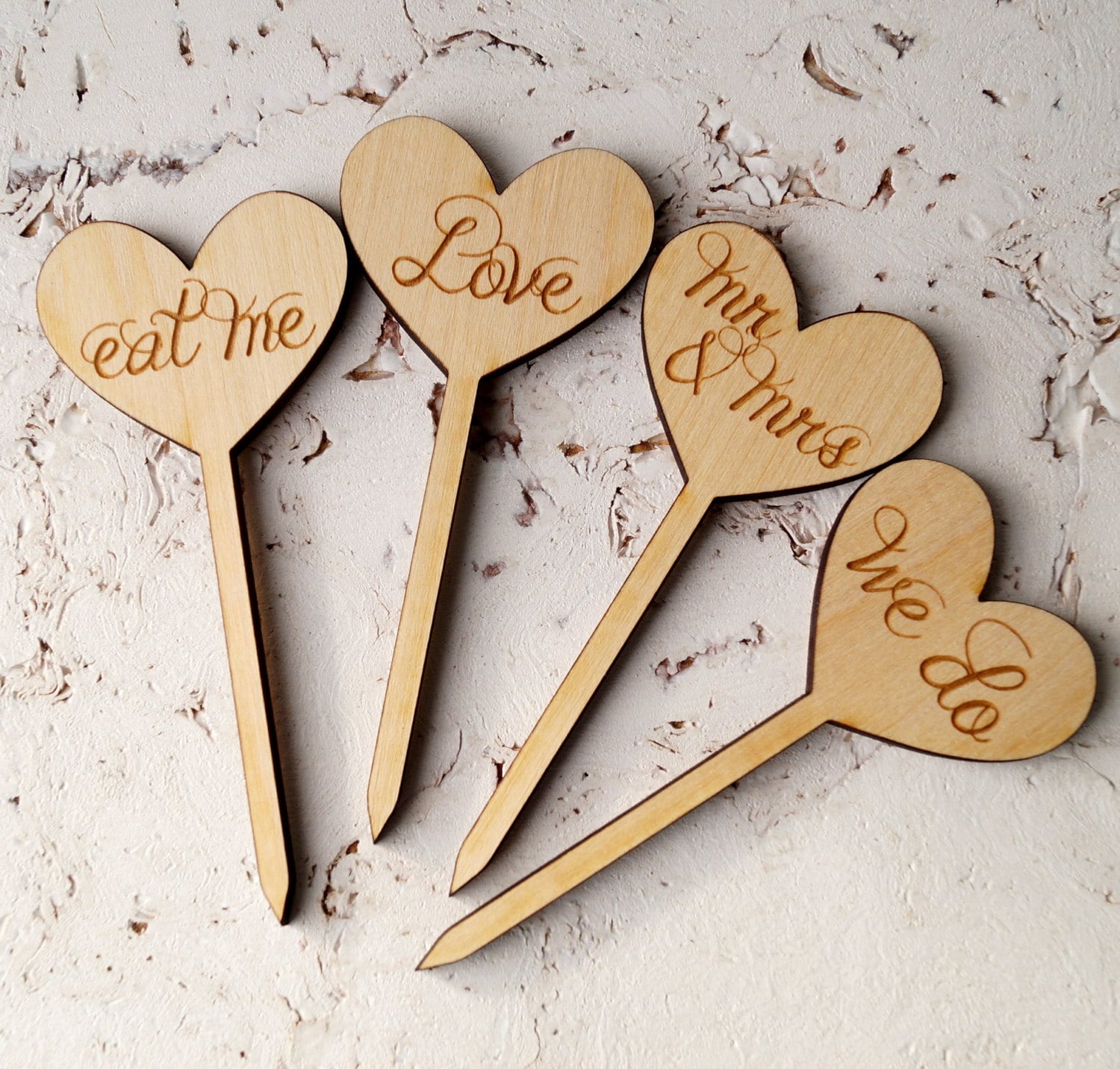 Wedding Cupcake Toppers Rustic Wooden Cupcake Toppers Etsy
