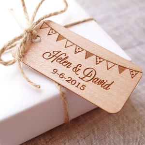 Personalized wedding favor tags, rustic wedding favor tags, wedding thank you tags, gift tags, banner tags, custom engraved veneer tags