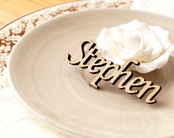 Custom wooden names, Personalized wedding Place cards , name tags, wedding place settings, wooden cut out names, wooden place settings.