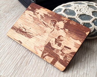 Real photograph engraving, wooden wallet insert card, personalized 5th anniversary gift, laser engraved wallet insert, double side engraving