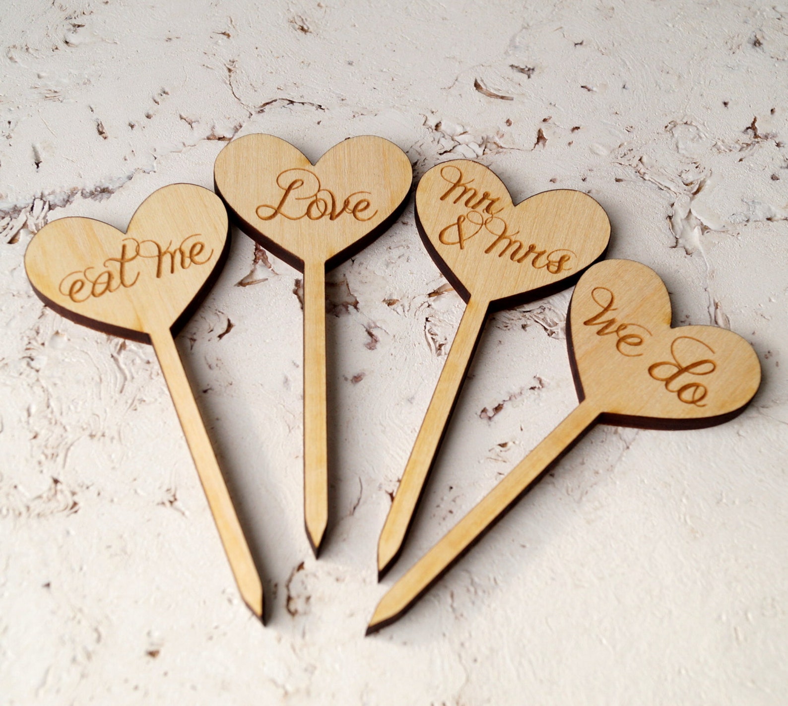 Wedding Cupcake Toppers Rustic Wooden Cupcake Toppers Etsy