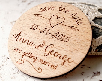 Magnete Save the Date in legno, magneti nuziali, magneti personalizzati save the date, matrimonio save the date, set di 25