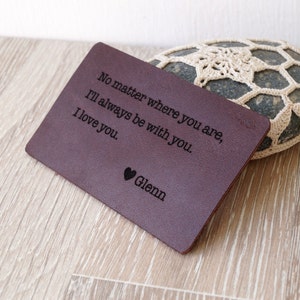 Lederen portemonnee insert, aangepaste portemonnee kaart, 3e bruiloft lederen verjaardag cadeau, mens cadeau, gepersonaliseerde mens portemonnee invoegen
