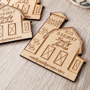 Save the Date magnets, wooden save the dates, barn house save the date magnets, farm house magnets, barn wedding save the dates, set of 25