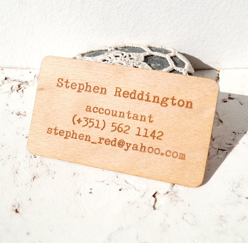 Wooden veneer business cards, engraved real wooden veneer business cards image 1