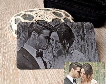 Wallet insert card, real photo engraved wallet card, custom wallet insert, your picture engraved on one side and message on the back