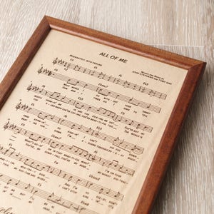 Leather engraved music sheet, personalized framed music notes, 3rd wedding anniversary gift, leather picture, custom engraving image 4