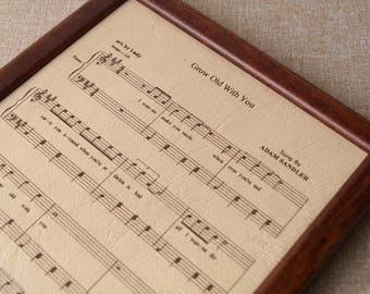 Real leather engraving, music notes sheet engraved on genuine leather, 3rd wedding anniversary gift, leather picture, custom engraving