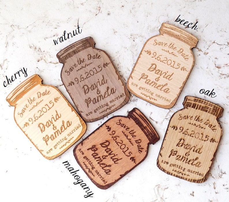 Mason jar magnets, save the date magnet, rustic save the date, save the dates, save the date magnets, wooden save the date magnet image 4