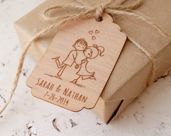 Wedding Favor Tags, Personalized Thank You Tags, Rustic Custom Favor Tags, Engraved Wooden Veneer Tags