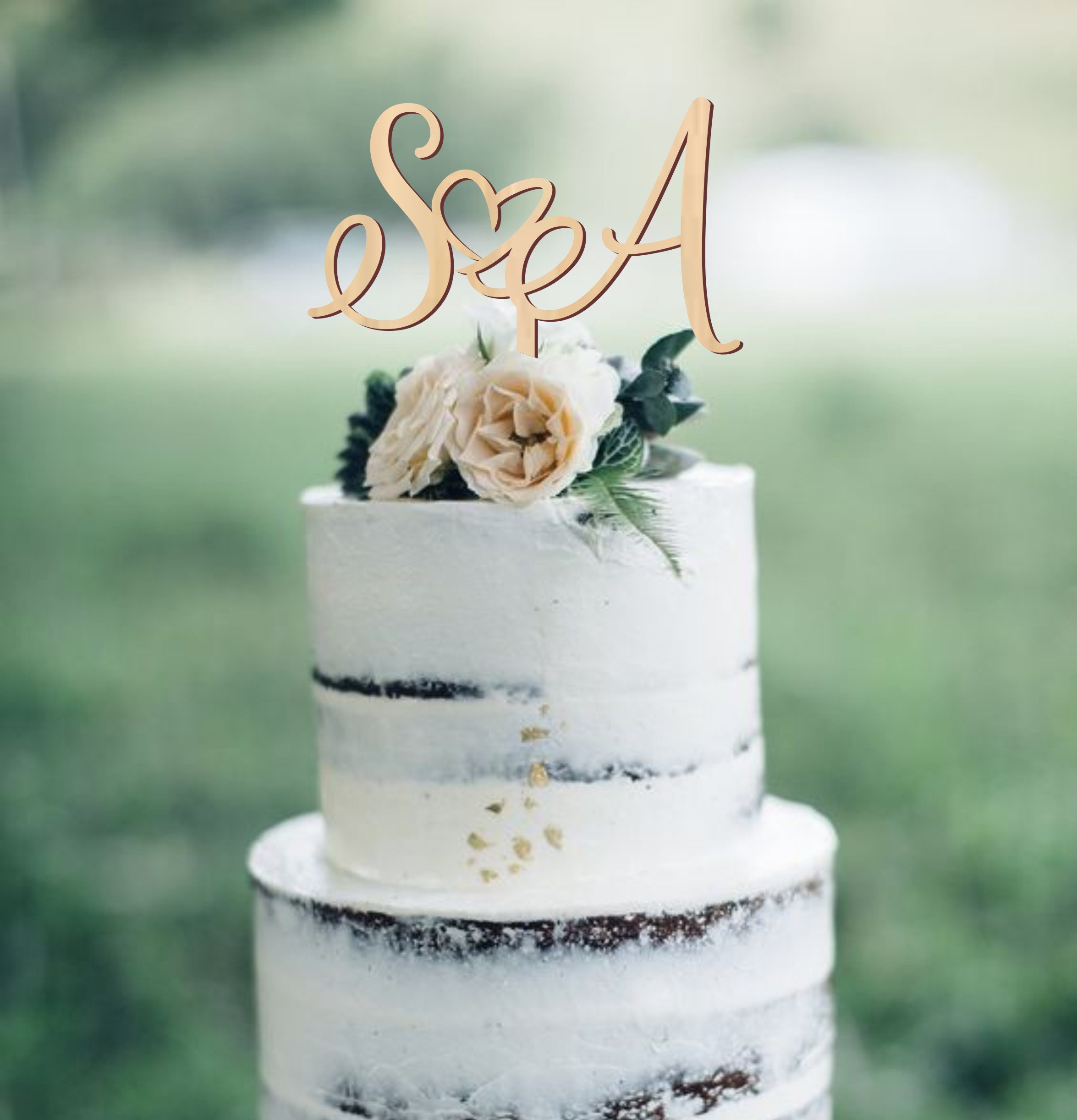 Cake topper personnalisé mariage initial