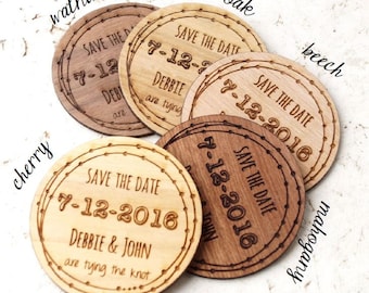 Save the Date magnet, rustic wooden save the dates magnets, tribal arrow design, personalized round wood save the dates, 7 WOOD OPTIONS